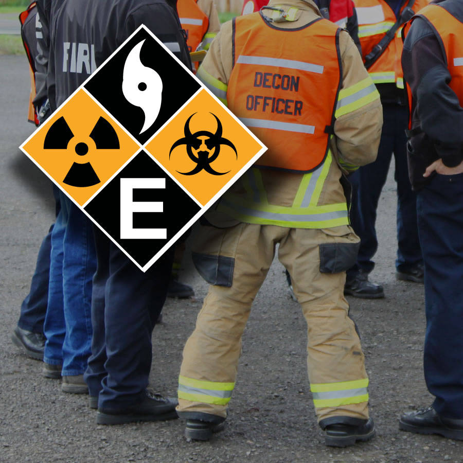 Collage of emergency response personnel and operations center, with 'EDMSIM' logo overlayed, representing emergency management software.